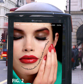 Pigmented adhesives on urban bus shelter Pigmented adhesives on urban bus shelter